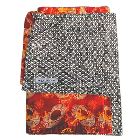 Cirque du Soleil Double Sided Cotton Scarf Colorful 8'x1' Orange Yellow Acrobats - Picture 1 of 6